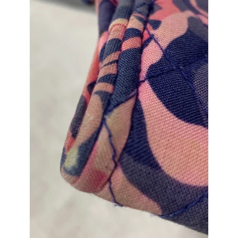 Vera Bradley Quilted Cotton Crossbody Bag Navy Pink Floral Geometric Print#899